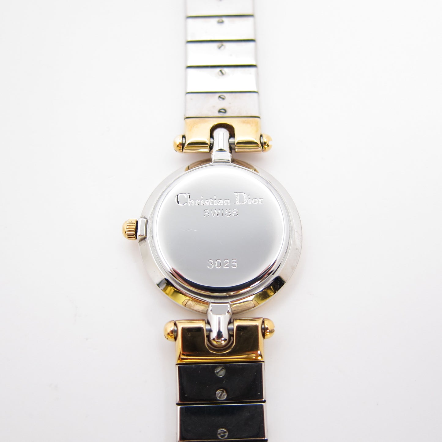 Christian Dior Vintage Round White Face Two Tone Watch