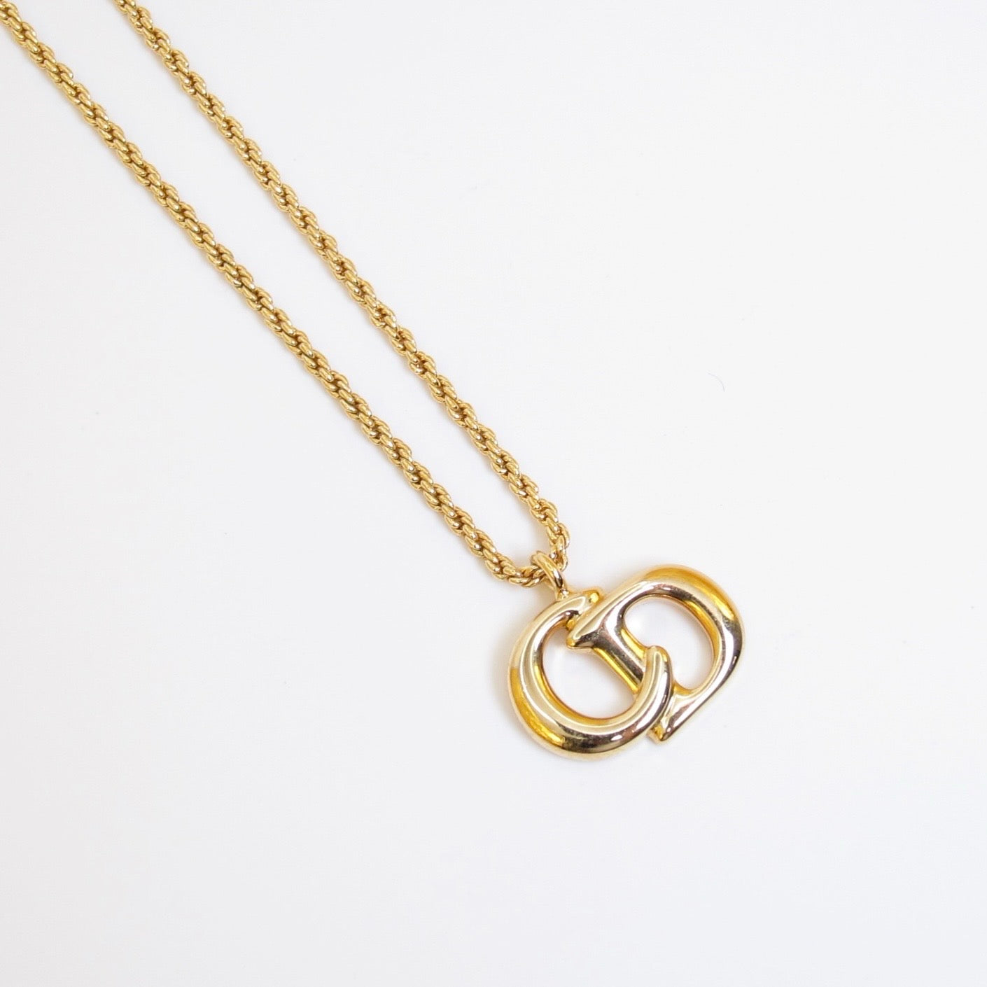 Christian Dior Vintage CD Logo Golden Necklace