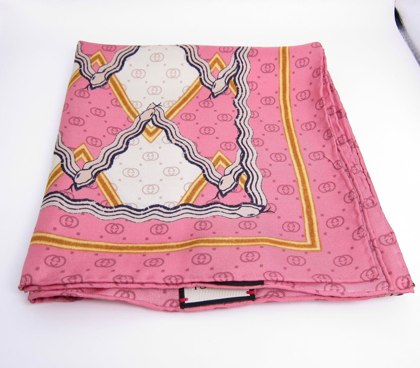 Gucci Vintage GG Monogram & Kingsnake Print Silk Scarf