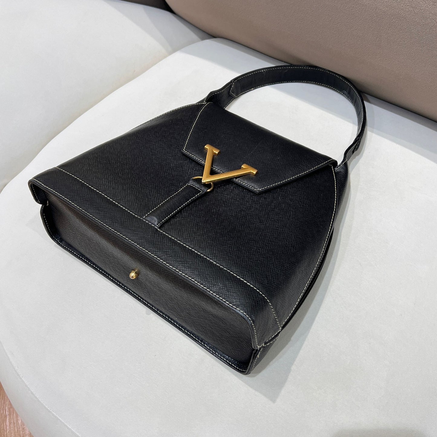 Valentino Vintage Black V Hardware Structured Handbag