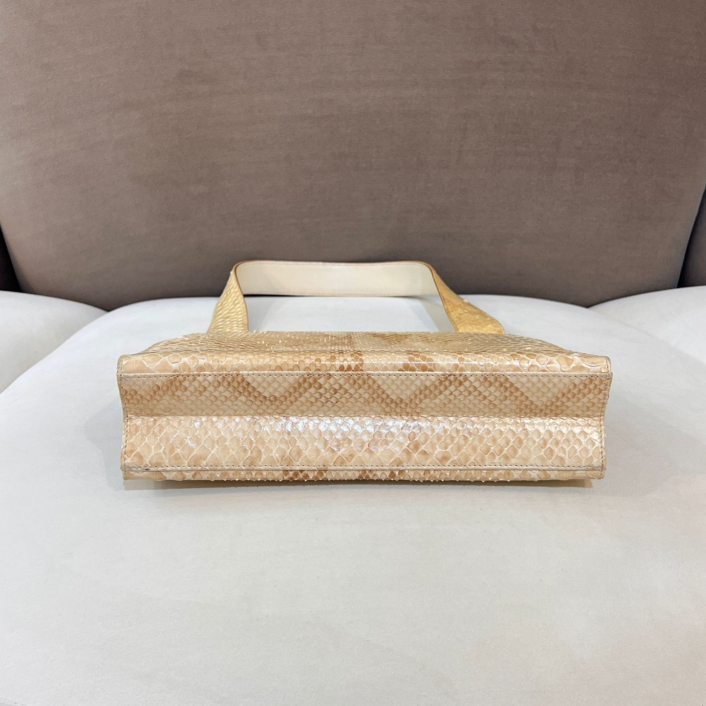 Salvatore Ferragamo Vintage Gancini Beige Python Tote Bag