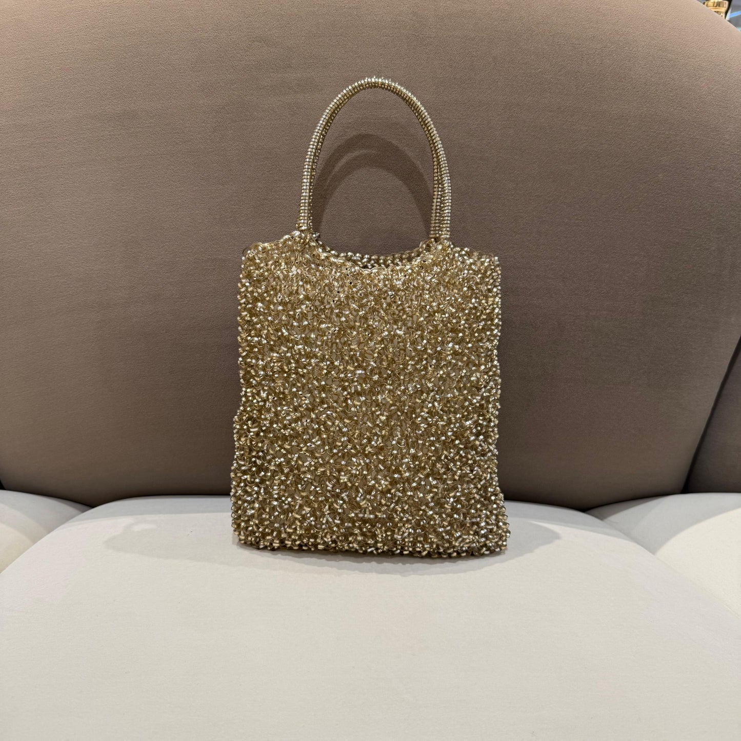 Anteprima Vintage Gold Wire Knit Vertical Handbag