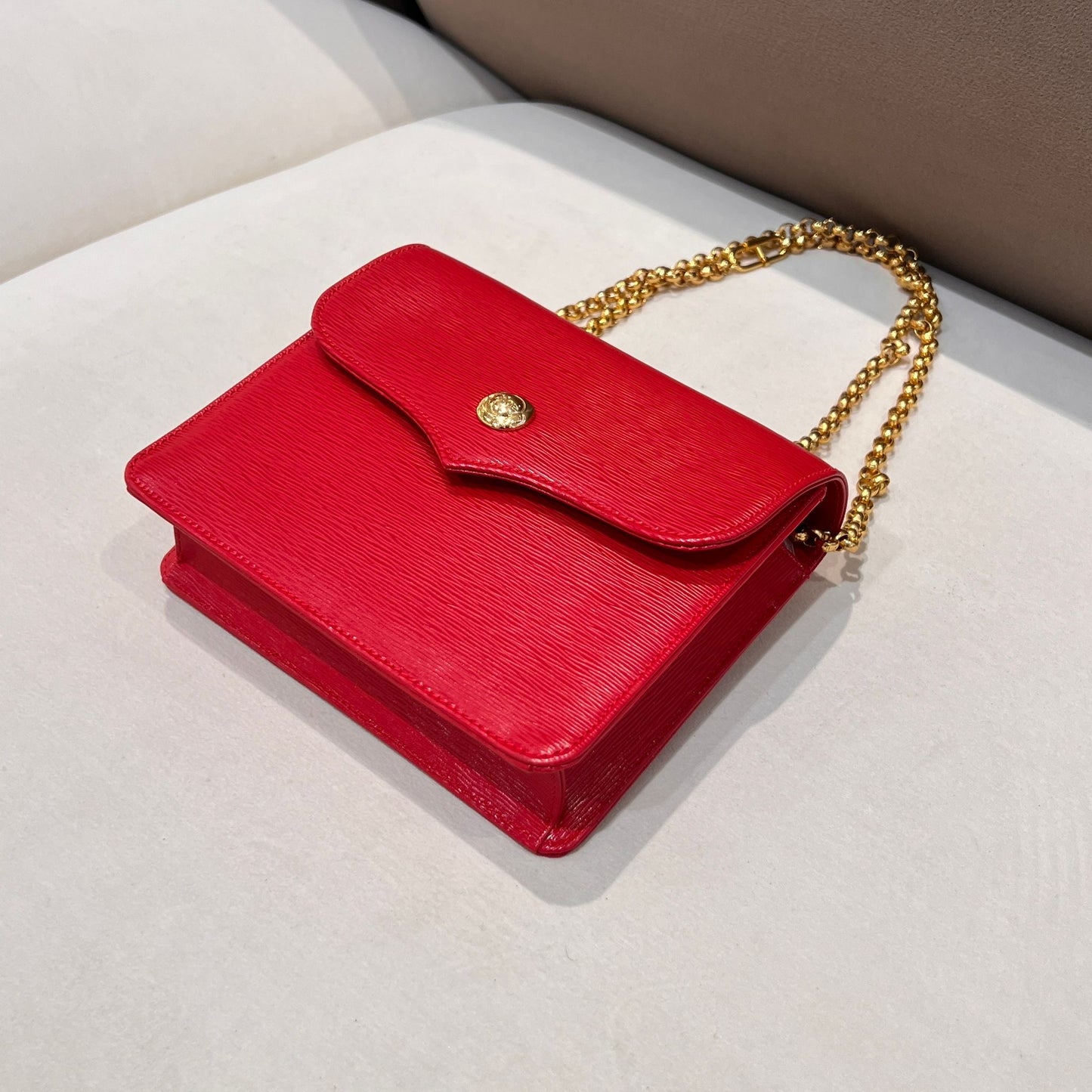 Chloé Vintage Red Grained Leather Chain Shoulder Bag
