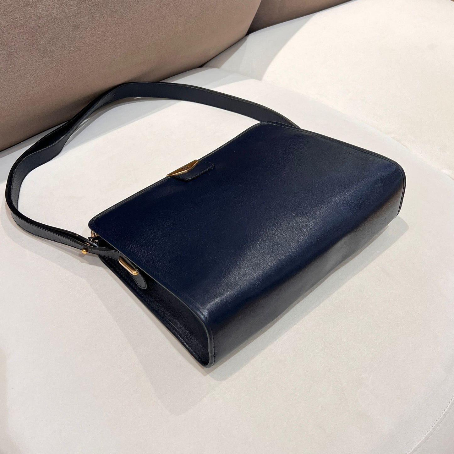 Christian Dior Vintage Navy Leather Shoulder Bag
