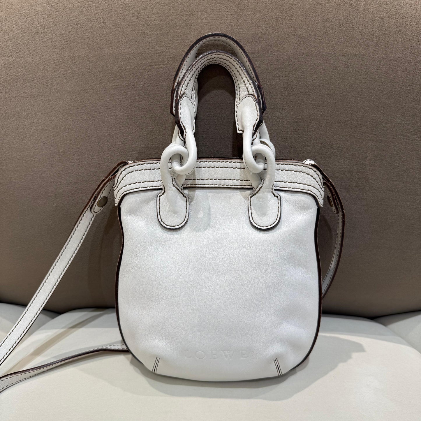 Loewe Vintage Fiesta White Leather 2-Way Handbag
