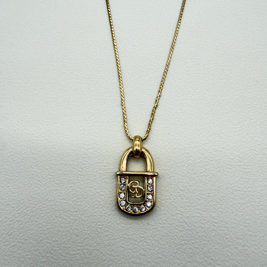 Christian Dior Vintage CD Logo in Lock Golden Necklace