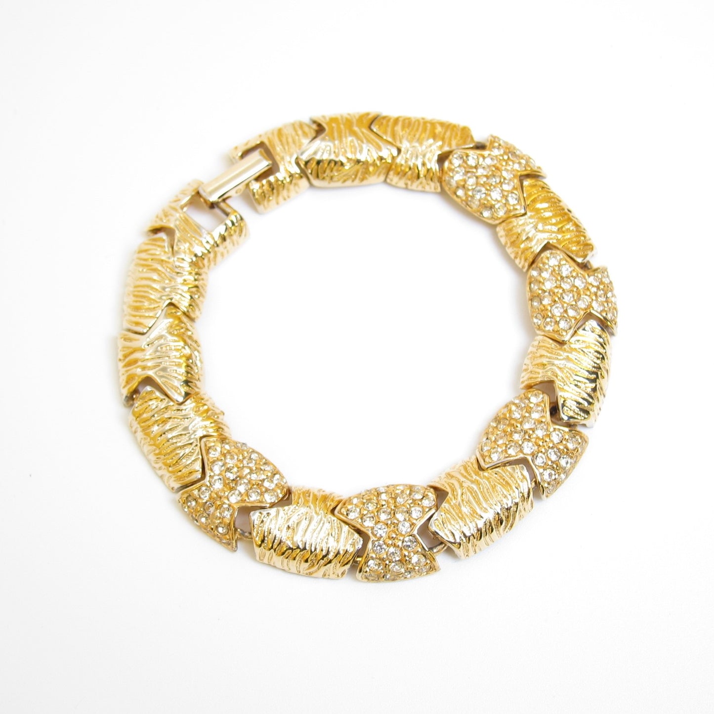 Givenchy Vintage Crystal Textured Link Bracelet