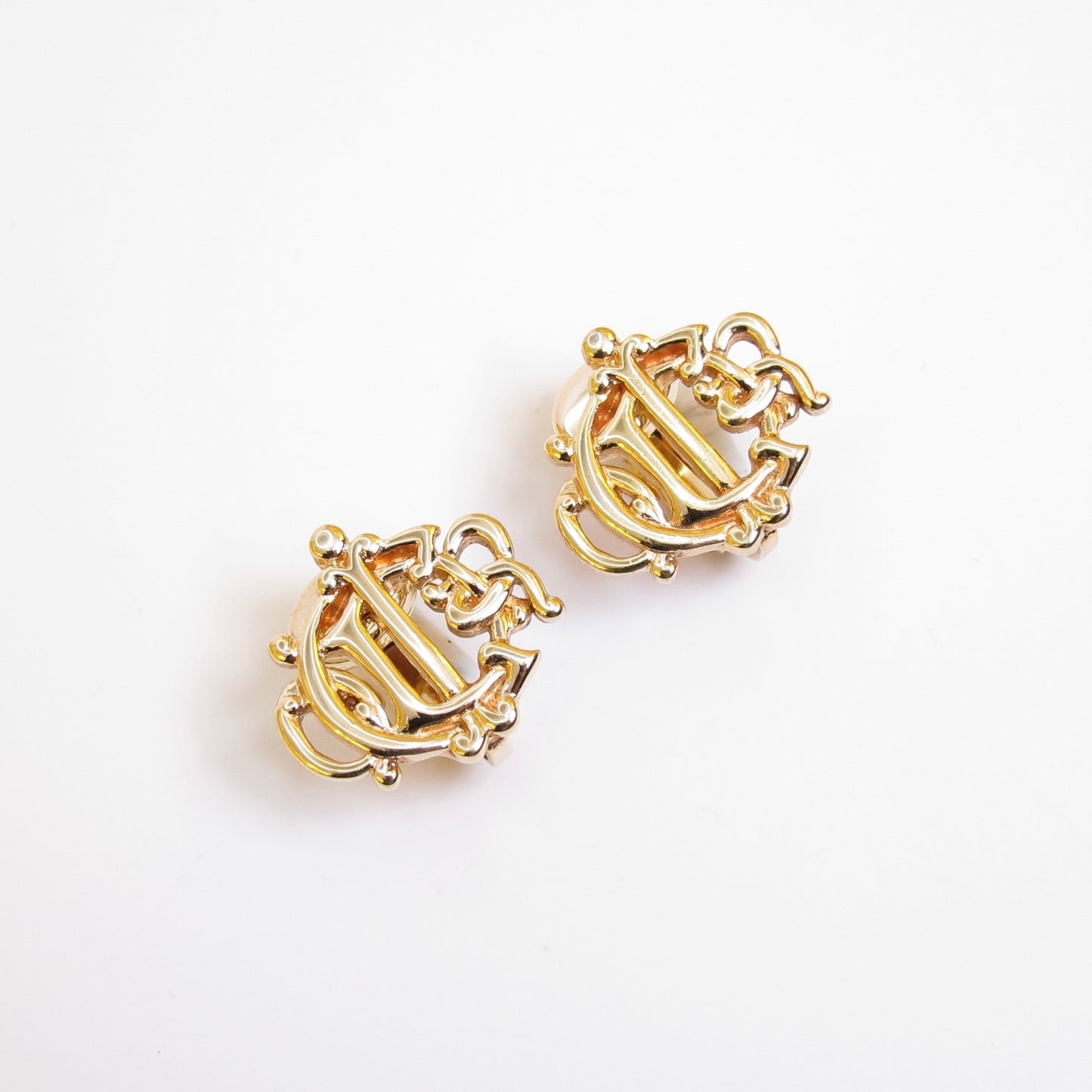 Christian Dior Vintage Dior Logo Golden Clip-on Earrings