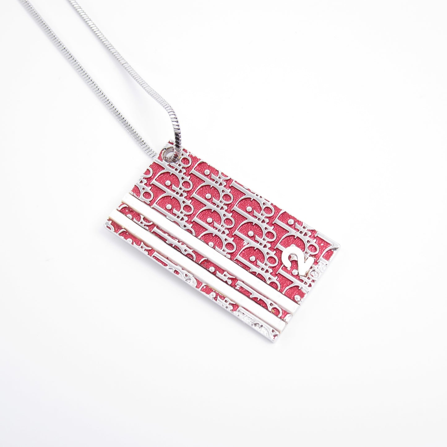 Christian Dior Vintage Burgundy Red and Silver Trotter Necklace