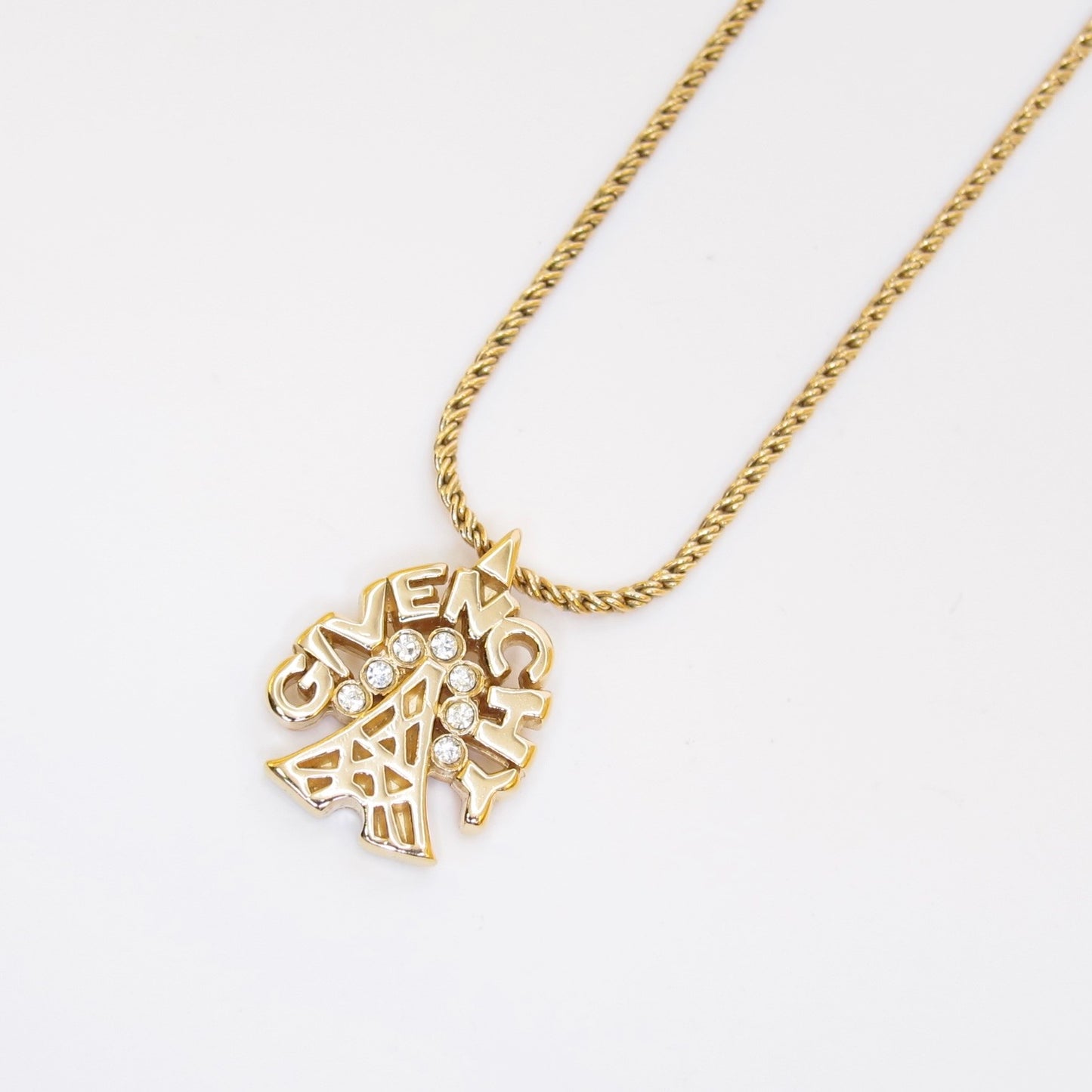 Givenchy Vintage Givenchy Logo Eiffel Tower Rhinestone Golden Necklace