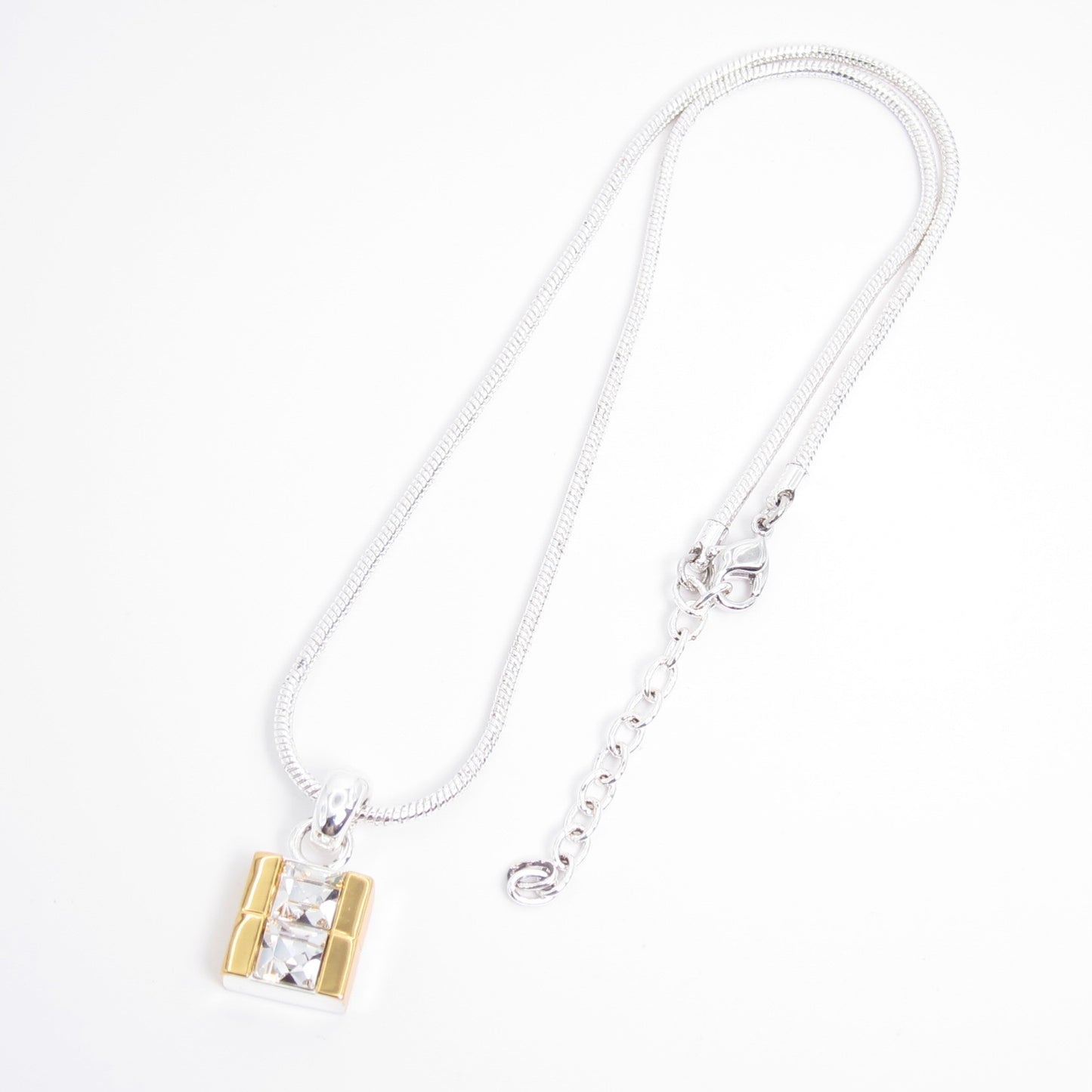 Monet Vintage Two-Tone Geometric Crystal Pendant Necklace