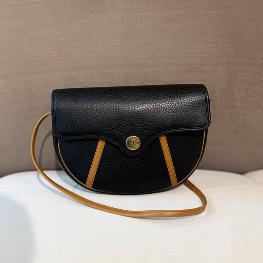 Christian Dior Vintage Cd Pebbled Leather Saddle Shoulder Bag