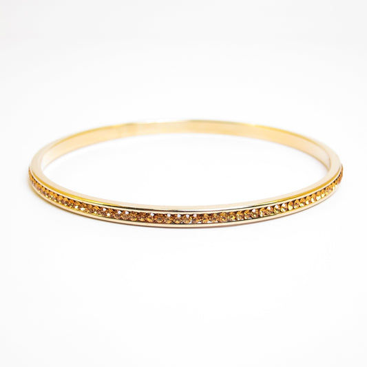 Monet Vintage Yellow Rhinestone Golden Bangle