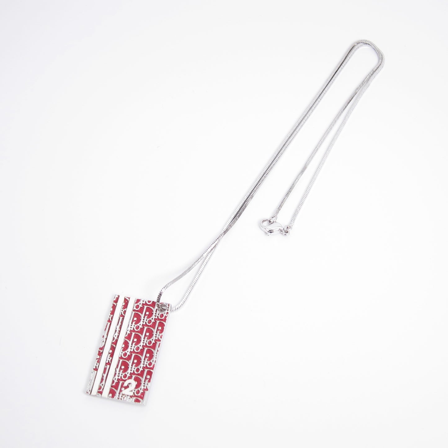 Christian Dior Vintage Burgundy Red and Silver Trotter Necklace