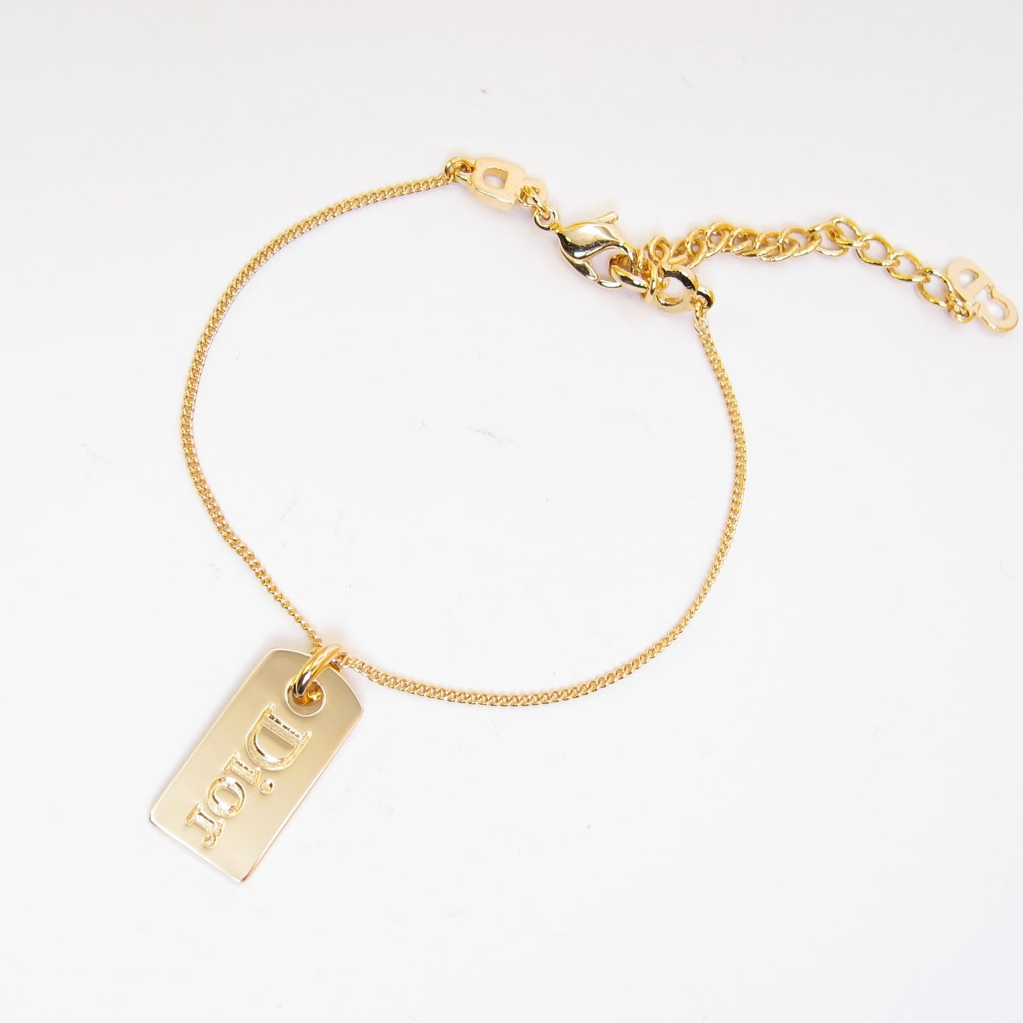 Christian Dior Vintage Dior Logo Tag Golden Bracelet