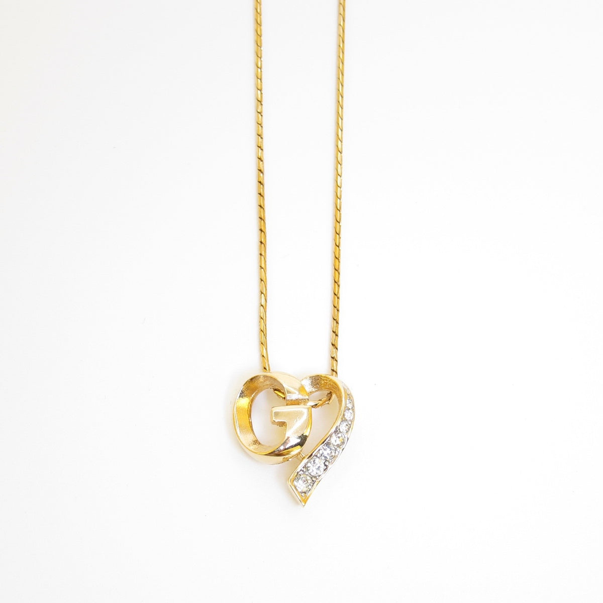 Givenchy Vintage Crystal G Heart Necklace
