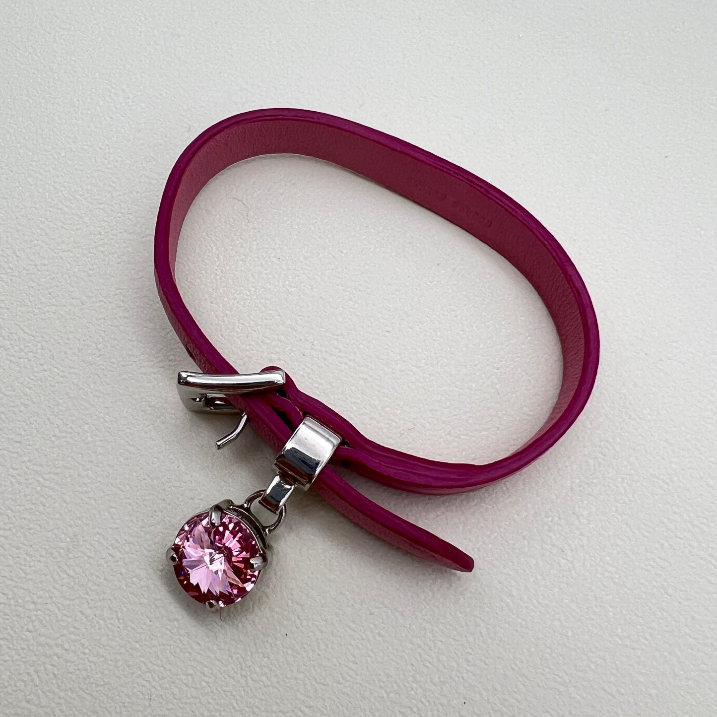Miu Miu Vintage Pink Color Stone and Rosa Leather Bracelet