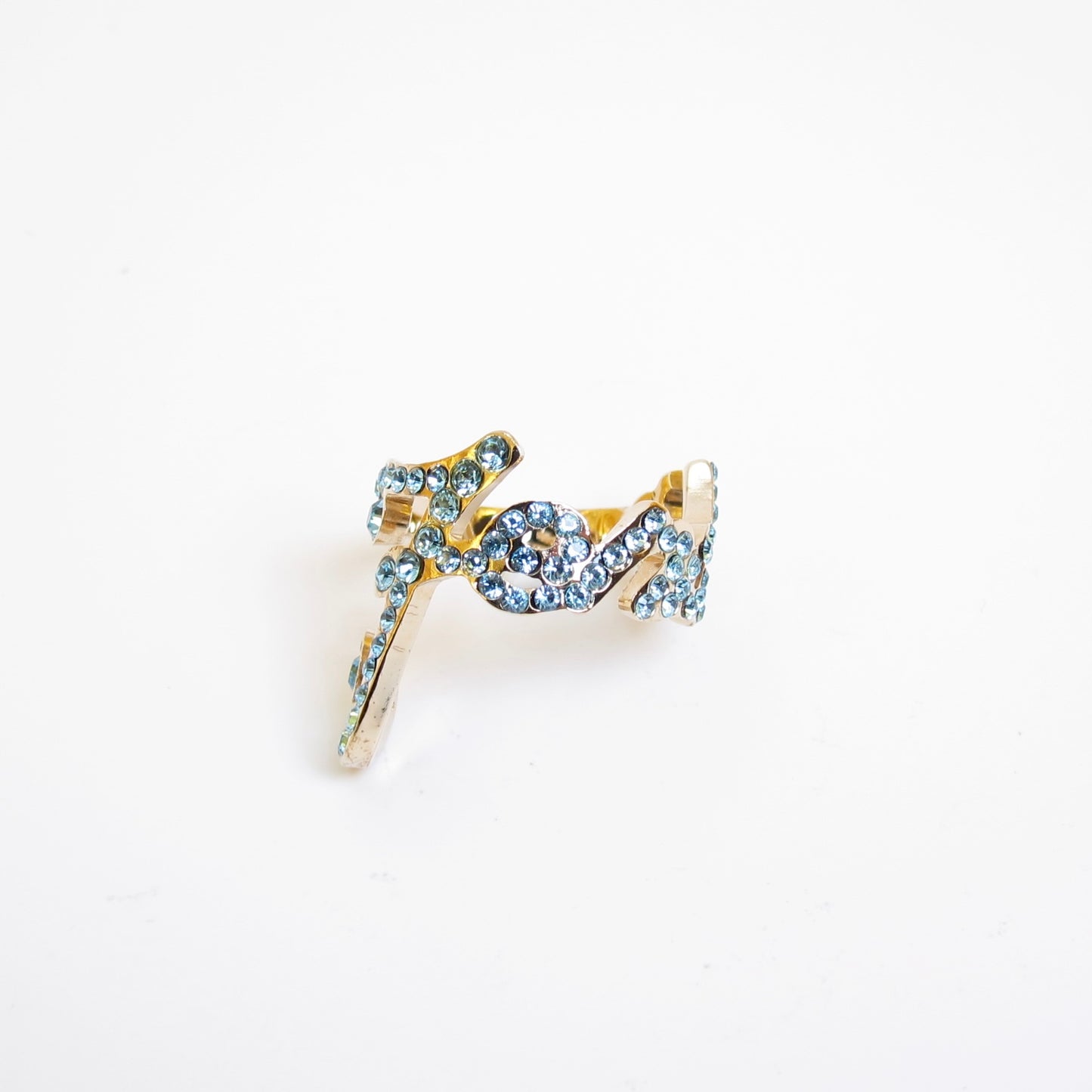 Fendi Vintage Fendi Logo with Blue Color Stone Golden Ring