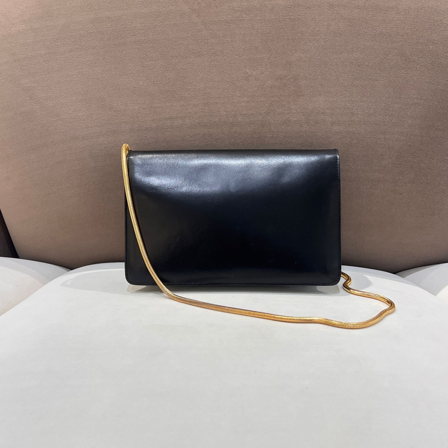 Yves Saint Laurent Vintage Black Leather Chain Shoulder Bag