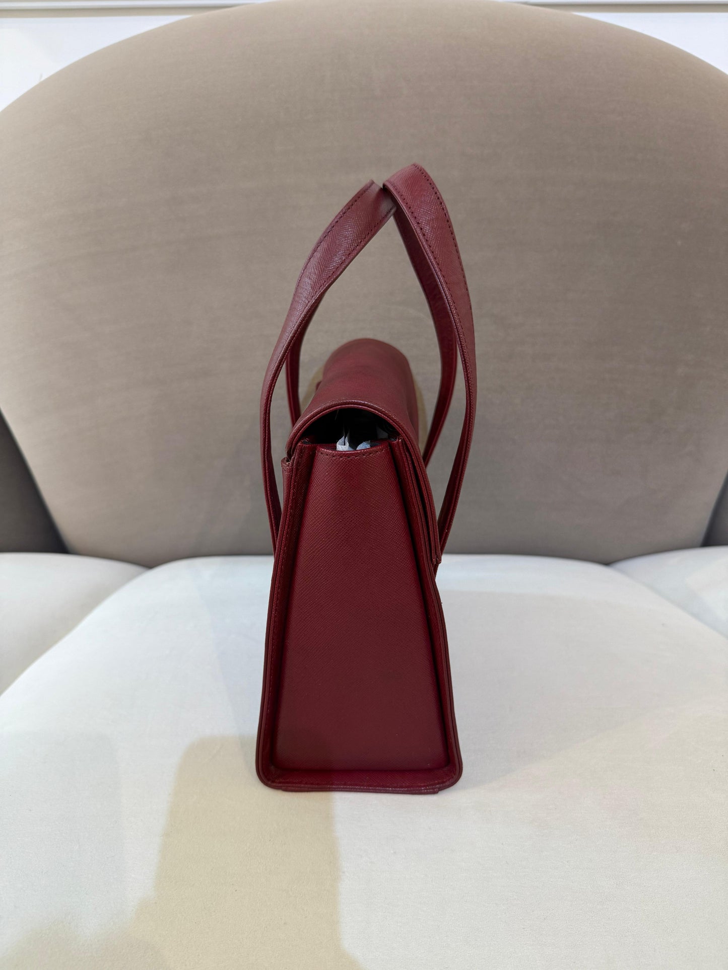 Givenchy Vintage Turn Lock Bordeaux Red Leather Handbag