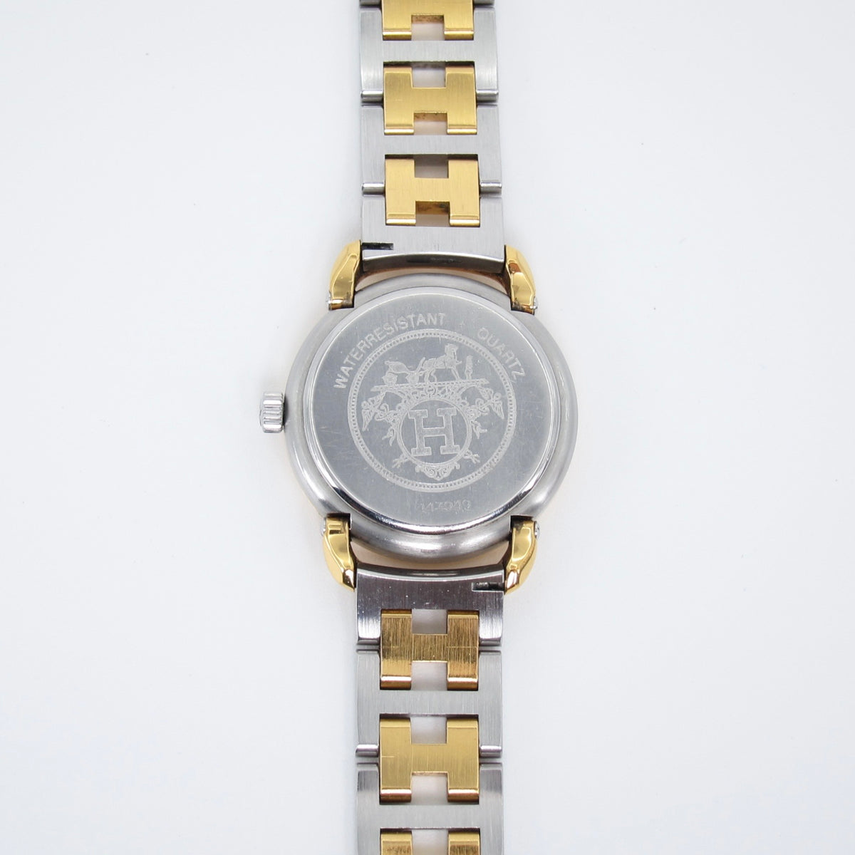 Hermes Vintage Pullman White Face with Date and H Bracelet Two Tone Watch