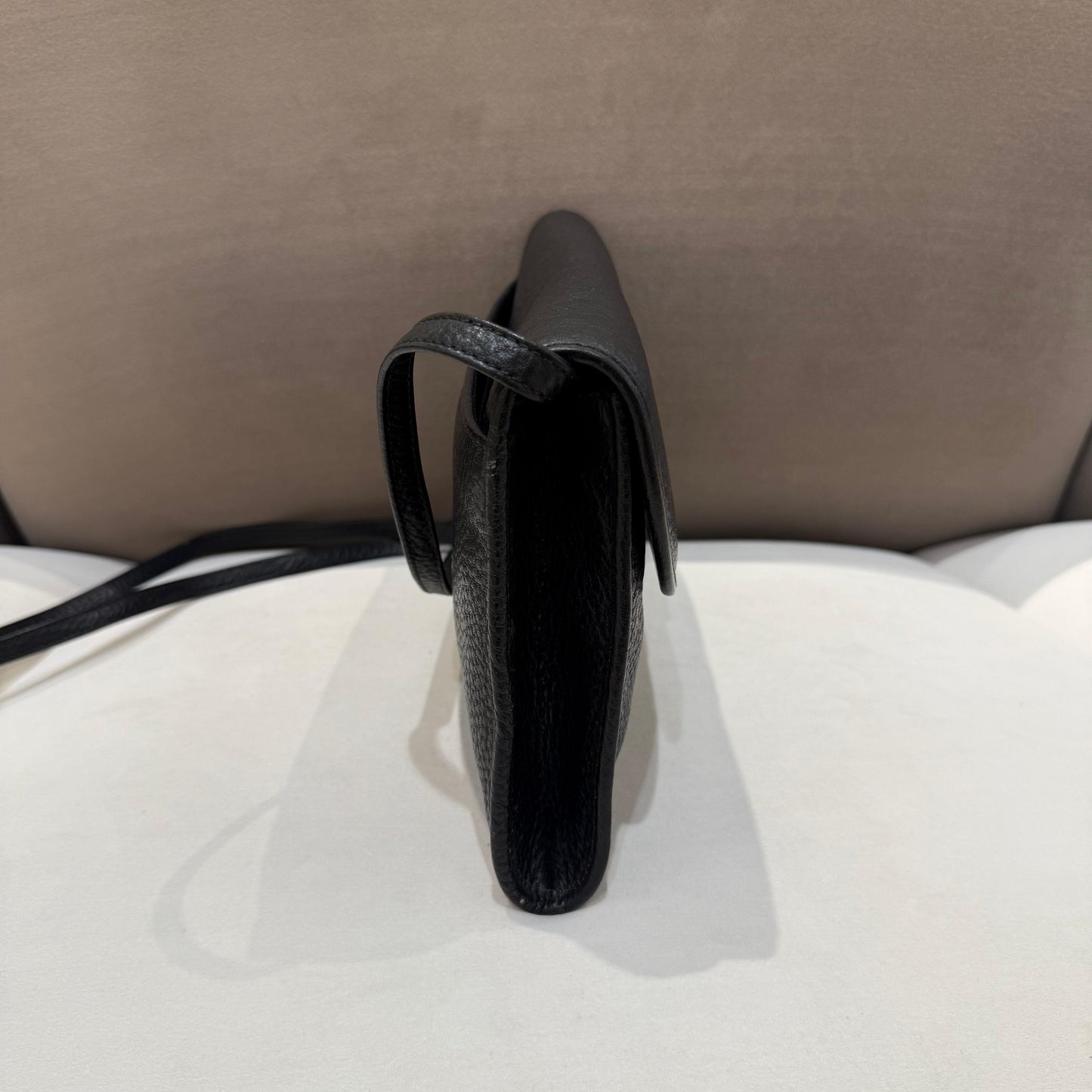 Valentino Garavani Vintage Black Leather V Logo Shoulder Bag