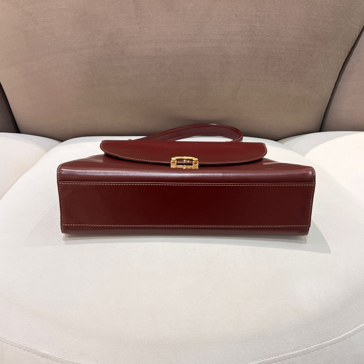 Cartier Vintage Must De Cartier Bordeaux Leather Top Handle Bag