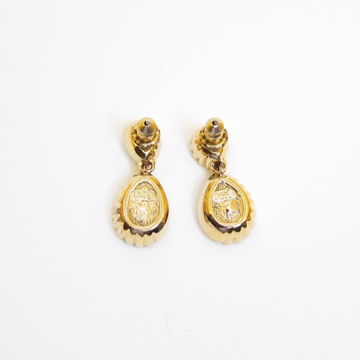 Christian Dior Vintage Colour-Stone Teardrop Gold-Tone Earrings
