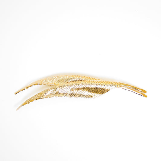Christian Dior Vintage Feather Motif Golden Brooch