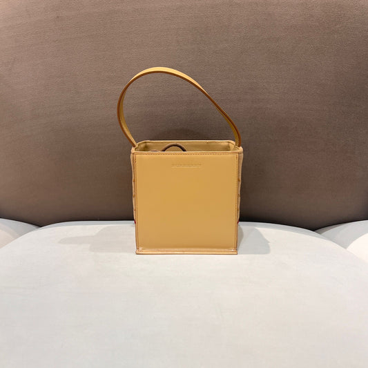Burberry Vintage Beige Leather Mini Box Top Handle Bag