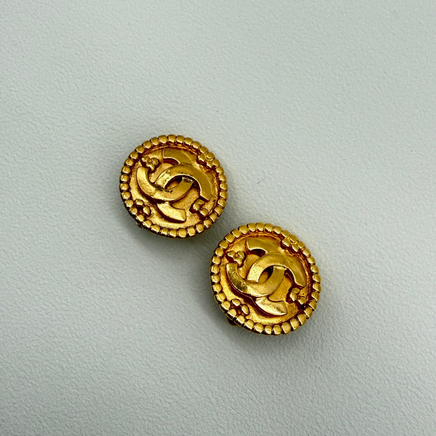 Chanel Vintage CC Logo Golden Clip-on Earrings