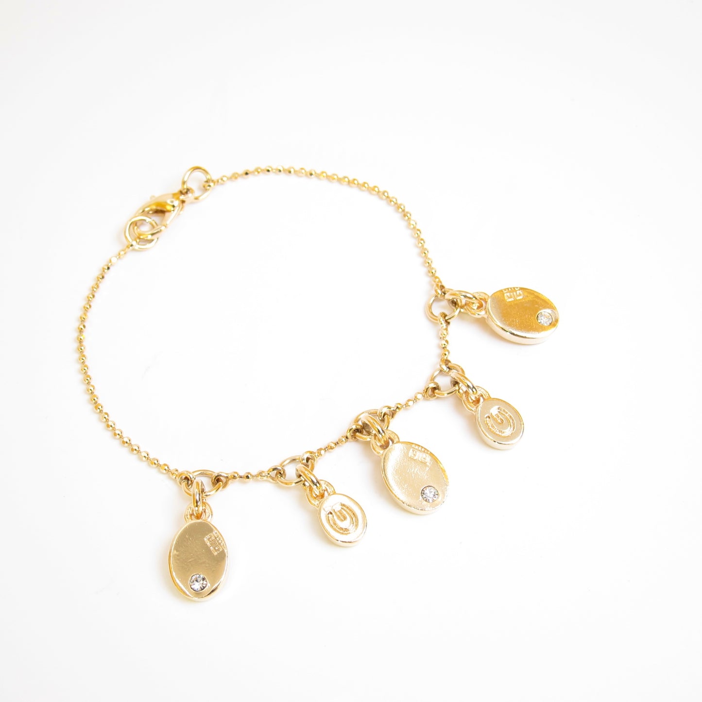 Givenchy Vintage G Logo Oval Shape Charm Golden Bracelet