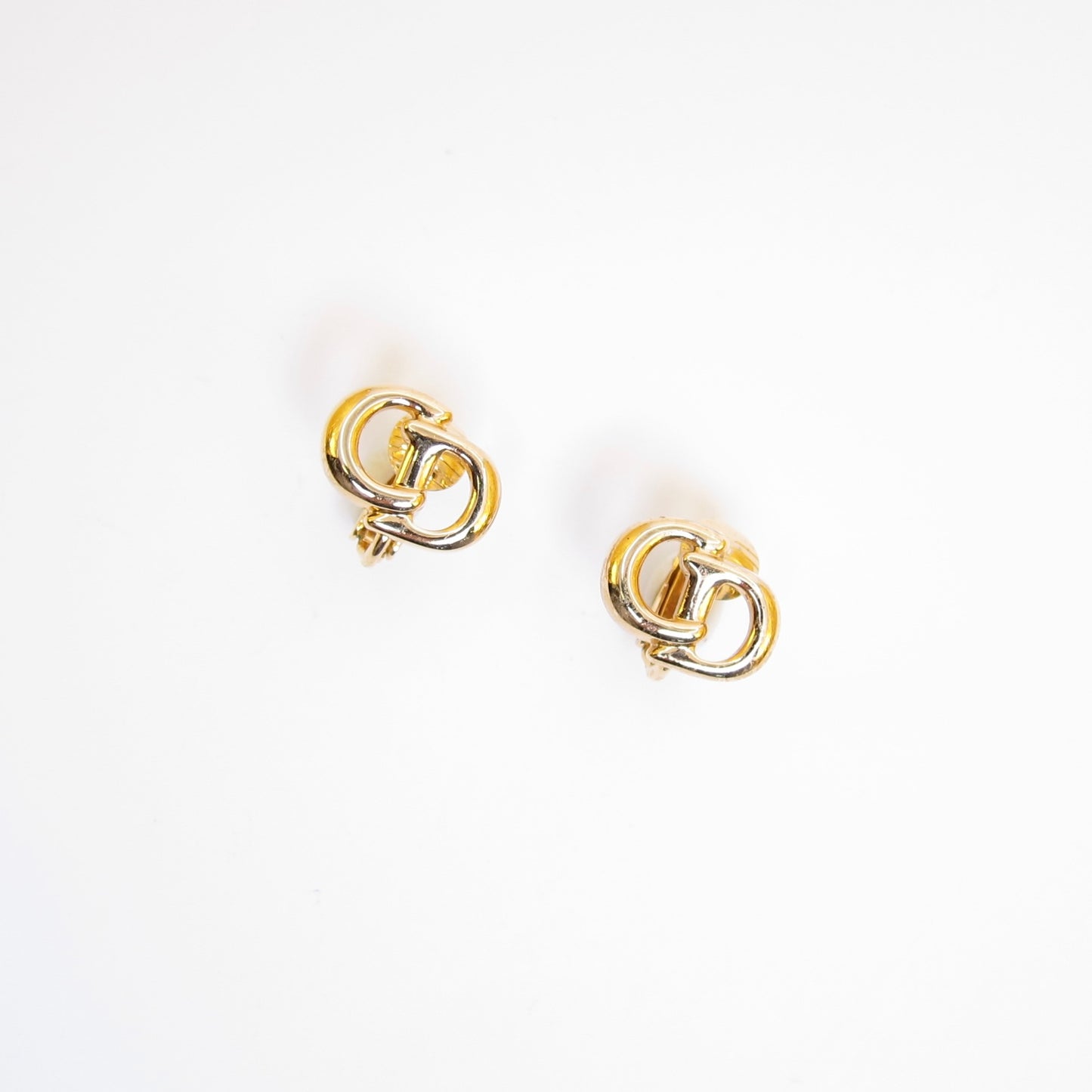 Christian Dior Vintage CD Logo Golden Clip-on Earrings