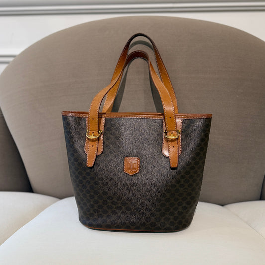 Celine Macadam Brown Canvas Tote Bag