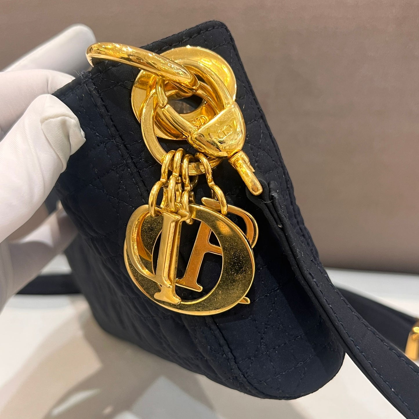 Christian Dior Vintage Lady Dior Cannage Black Shoulder Bag