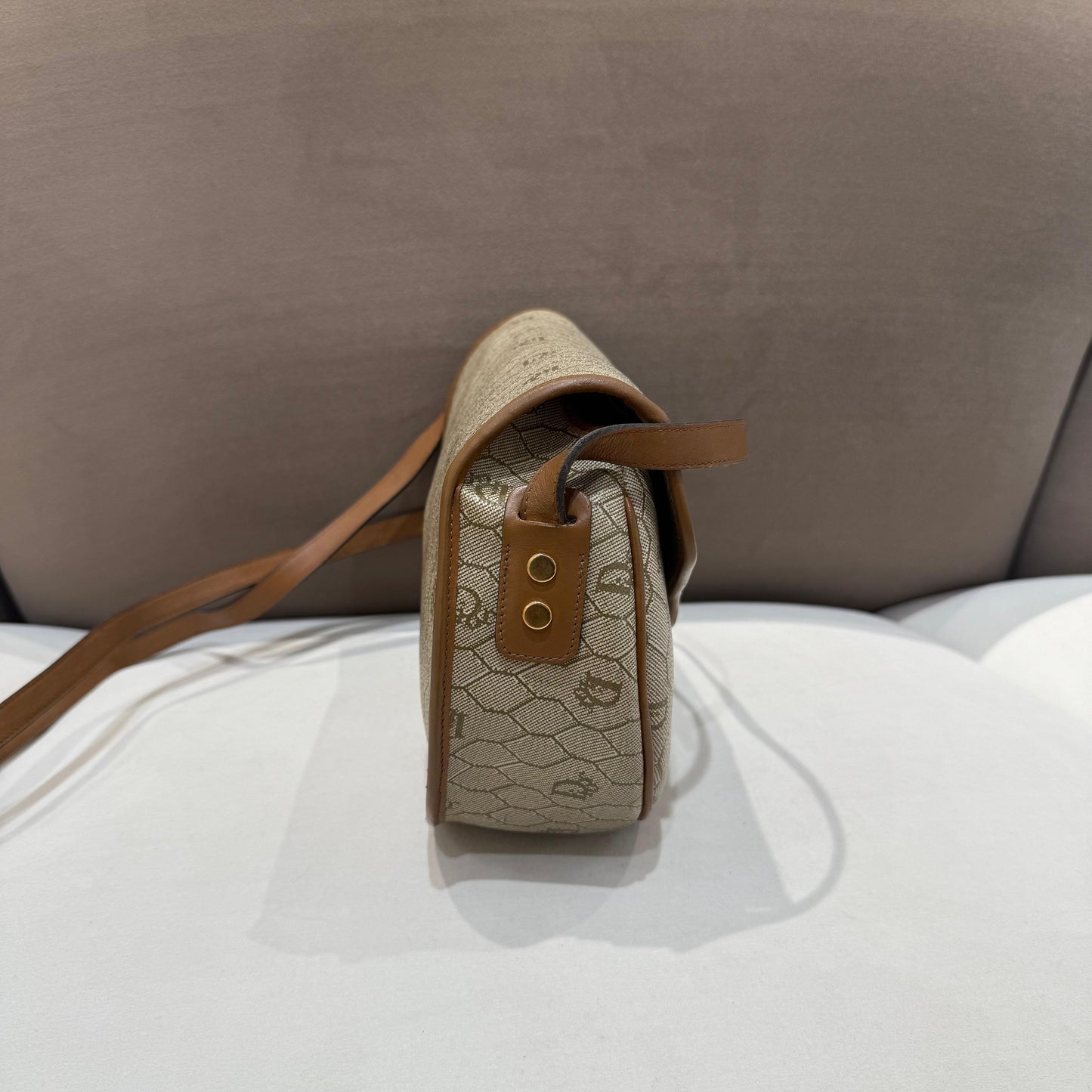Christian Dior Vintage Brown Monogram Pvc Saddle Shoulder Bag