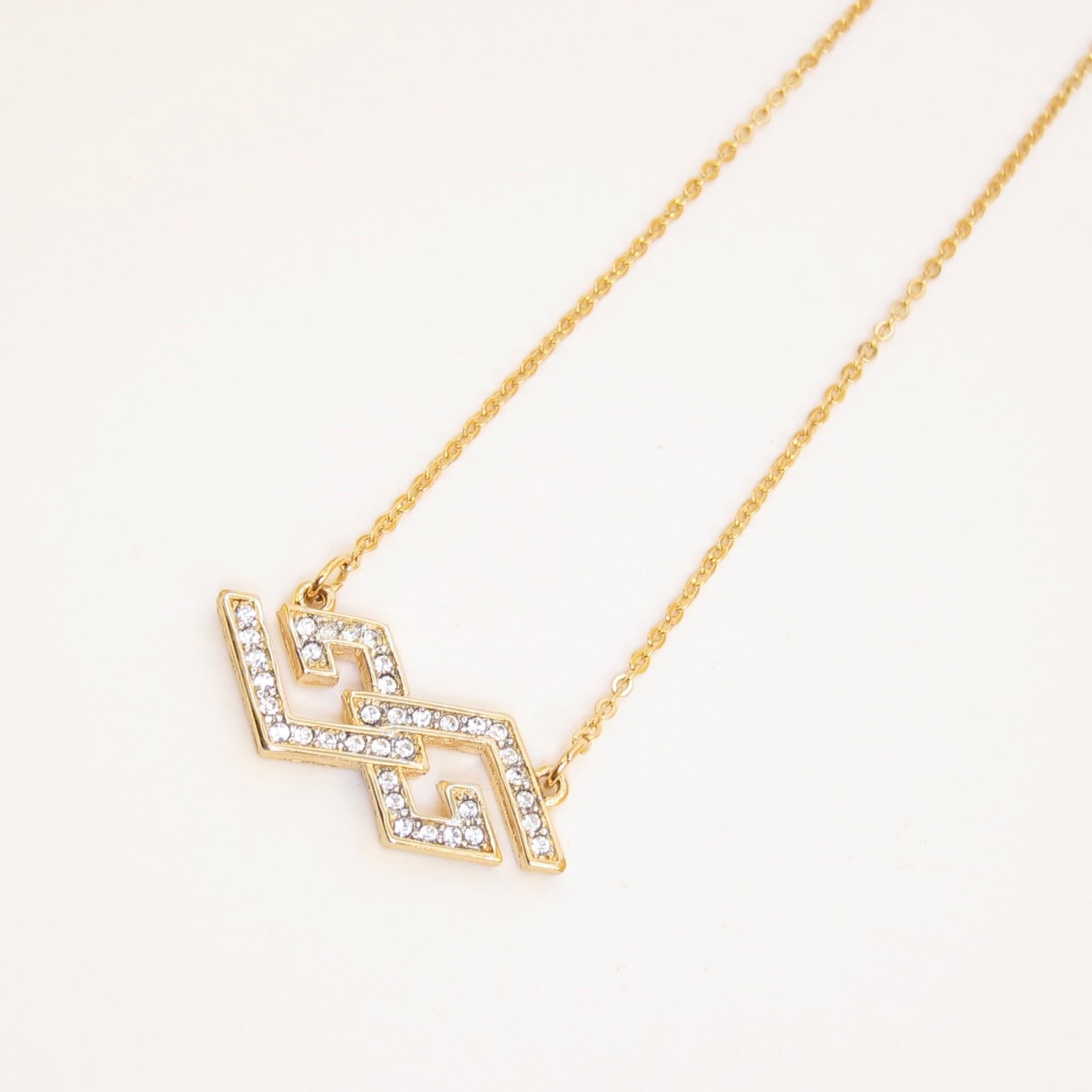 Givenchy Vintage GG Logo with Rhinestone Golden Necklace