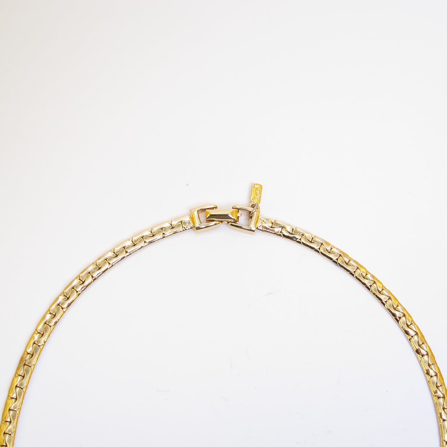 Yves Saint Laurent Vintage Oval Rhinestone Golden Necklace