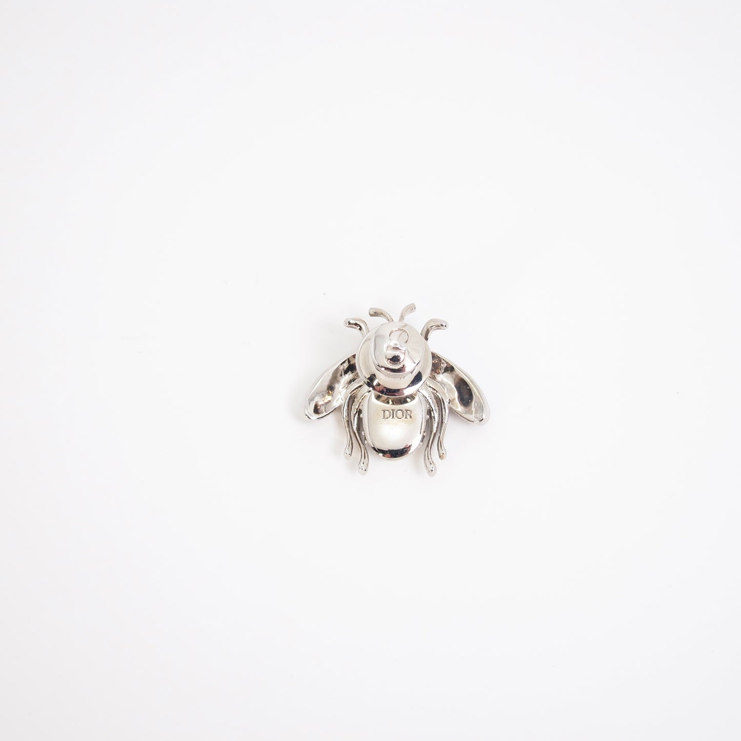 Christian Dior Vintage Bee Motif with Rhinestone White and Silver Brooch