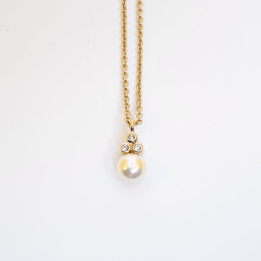 Christian Dior Vintage Pearl and Rhinestone Golden Necklace