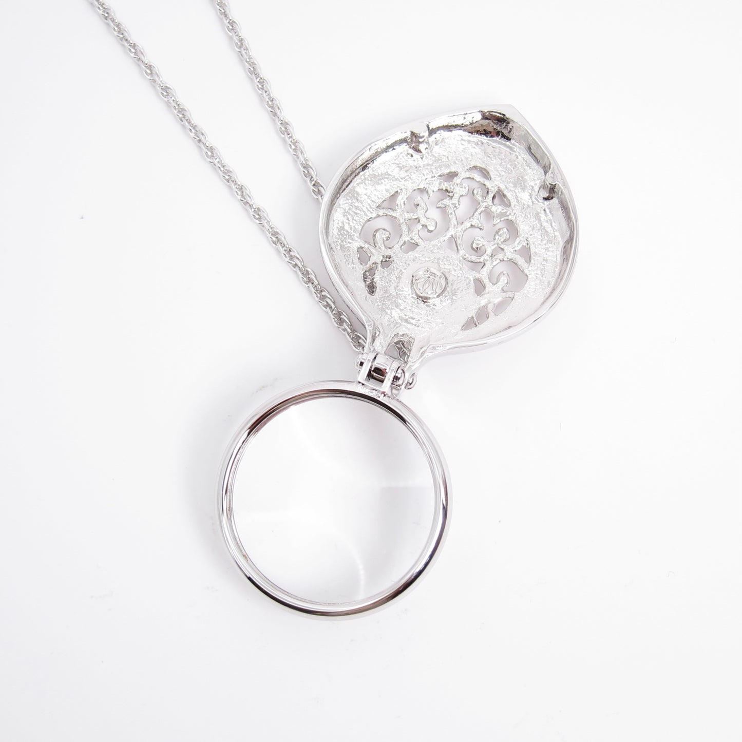 Mikimoto Vintage Pearl and Magnifying Glass Silver Long Necklace