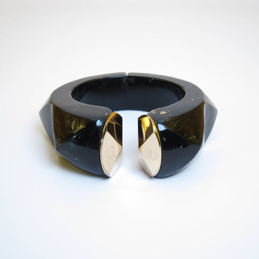 Christian Dior Vintage CD Logo Black and Golden Bangle