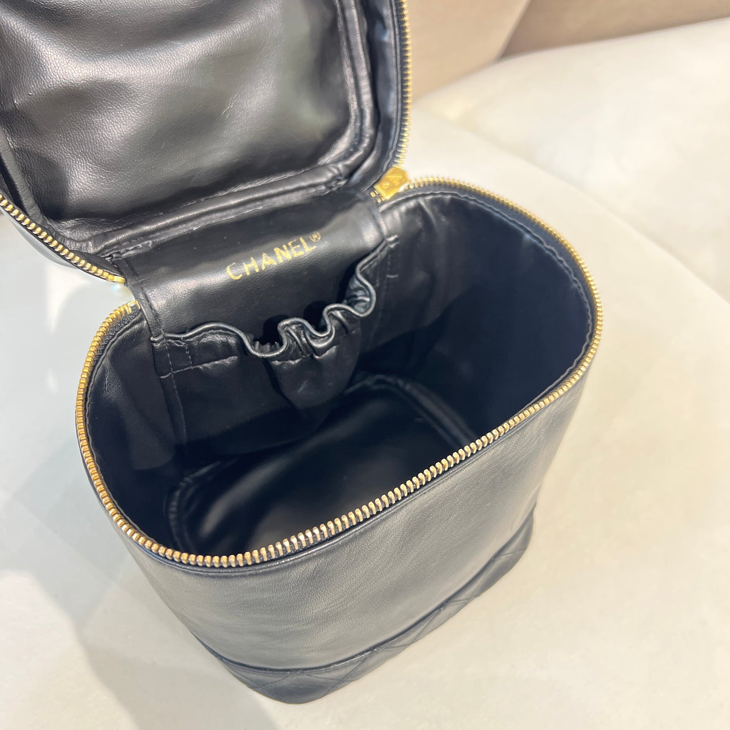 Chanel Vintage Bicolore Black Lambskin Vanity Bag
