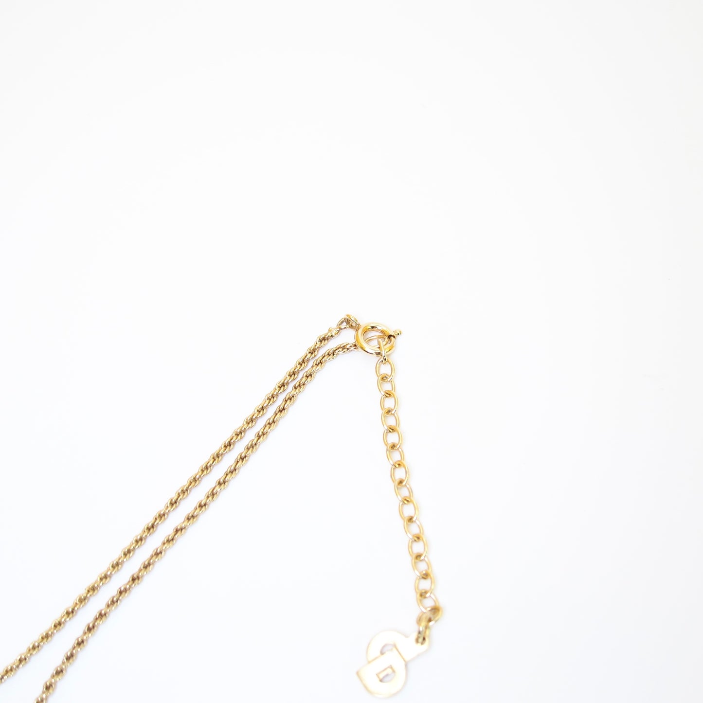 Christian Dior Vintage CD Logo with Rhinestone and Pearl Golden Necklace