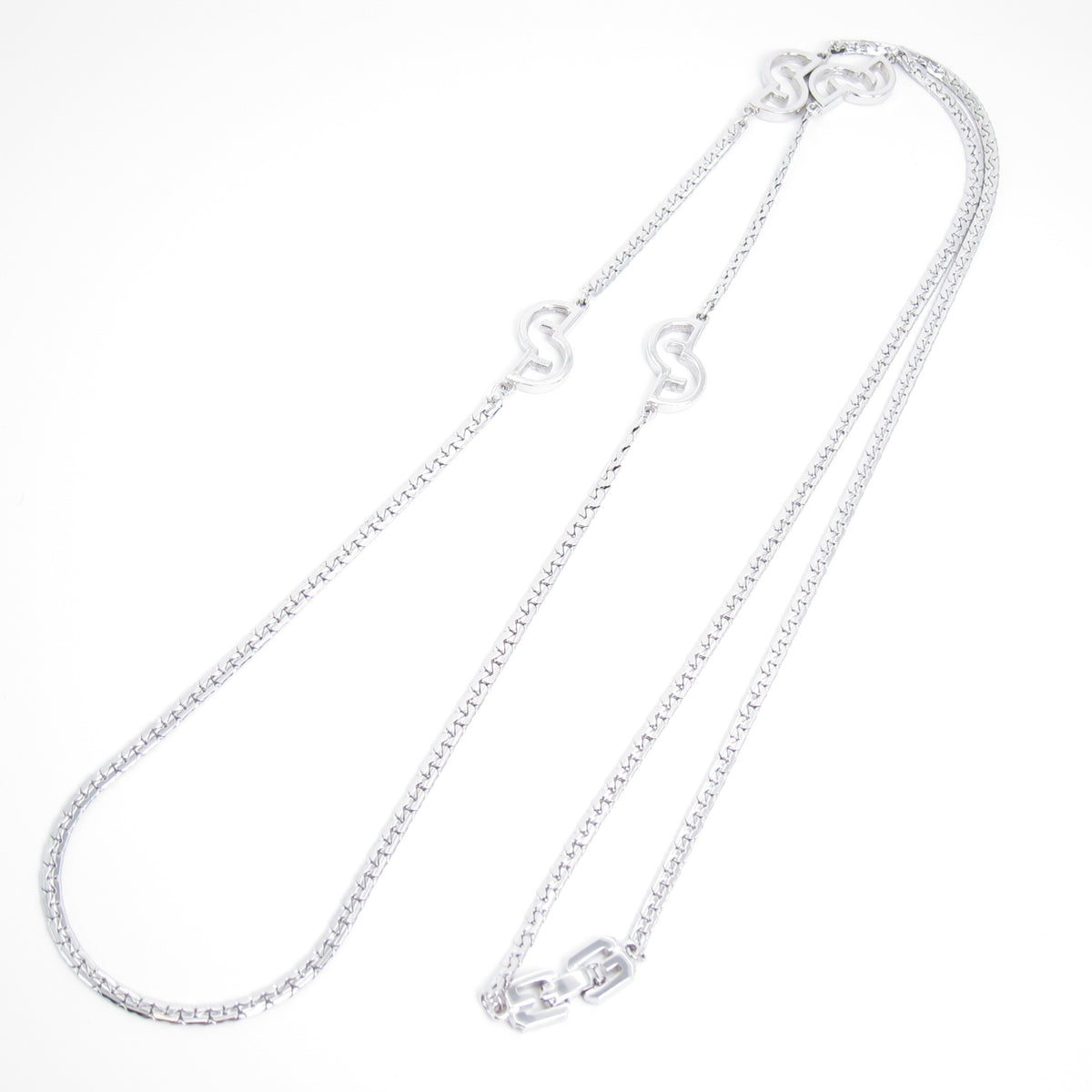 Givenchy Vintage Silver-Tone Chain Necklace with S-Shaped Details