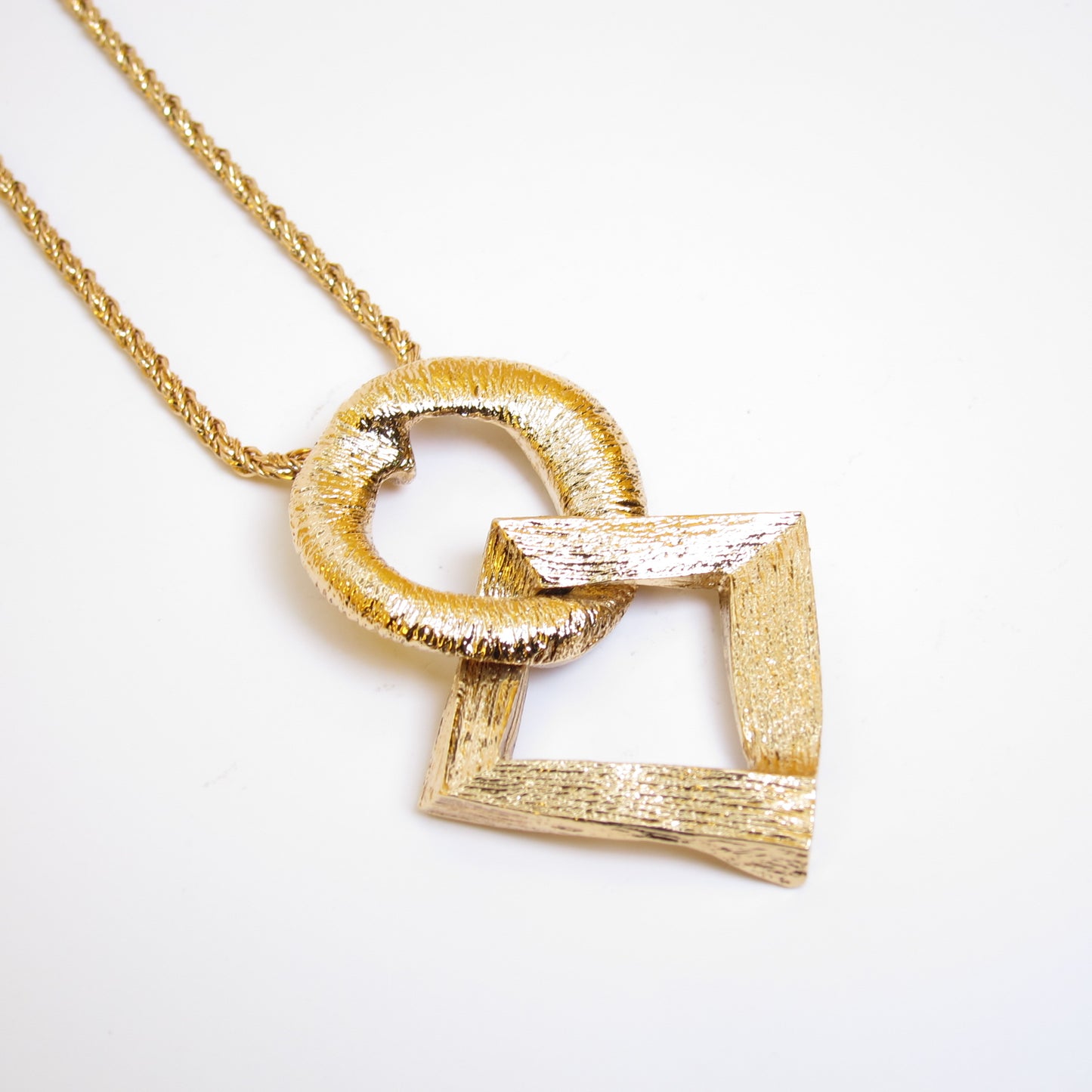 Yves Saint Laurent Vintage Circle and Rhombus Golden Necklace