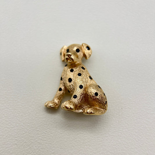 Burberry Vintage Dog Motif Black Stone Golden Brooch