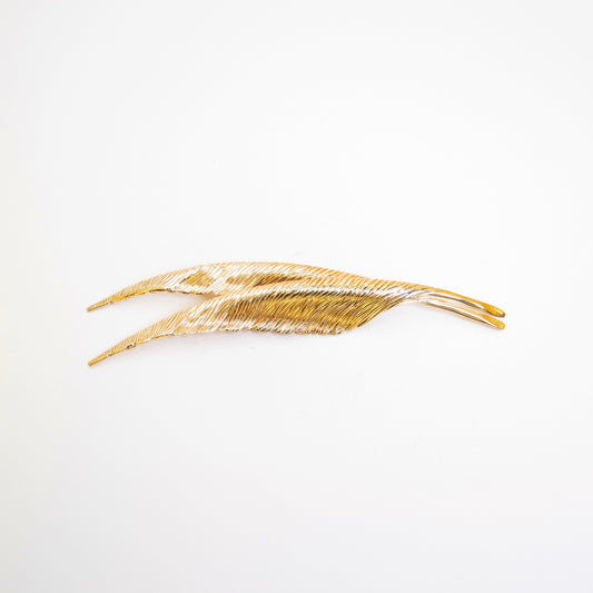 Christian Dior 復古羽毛圖案金色胸針