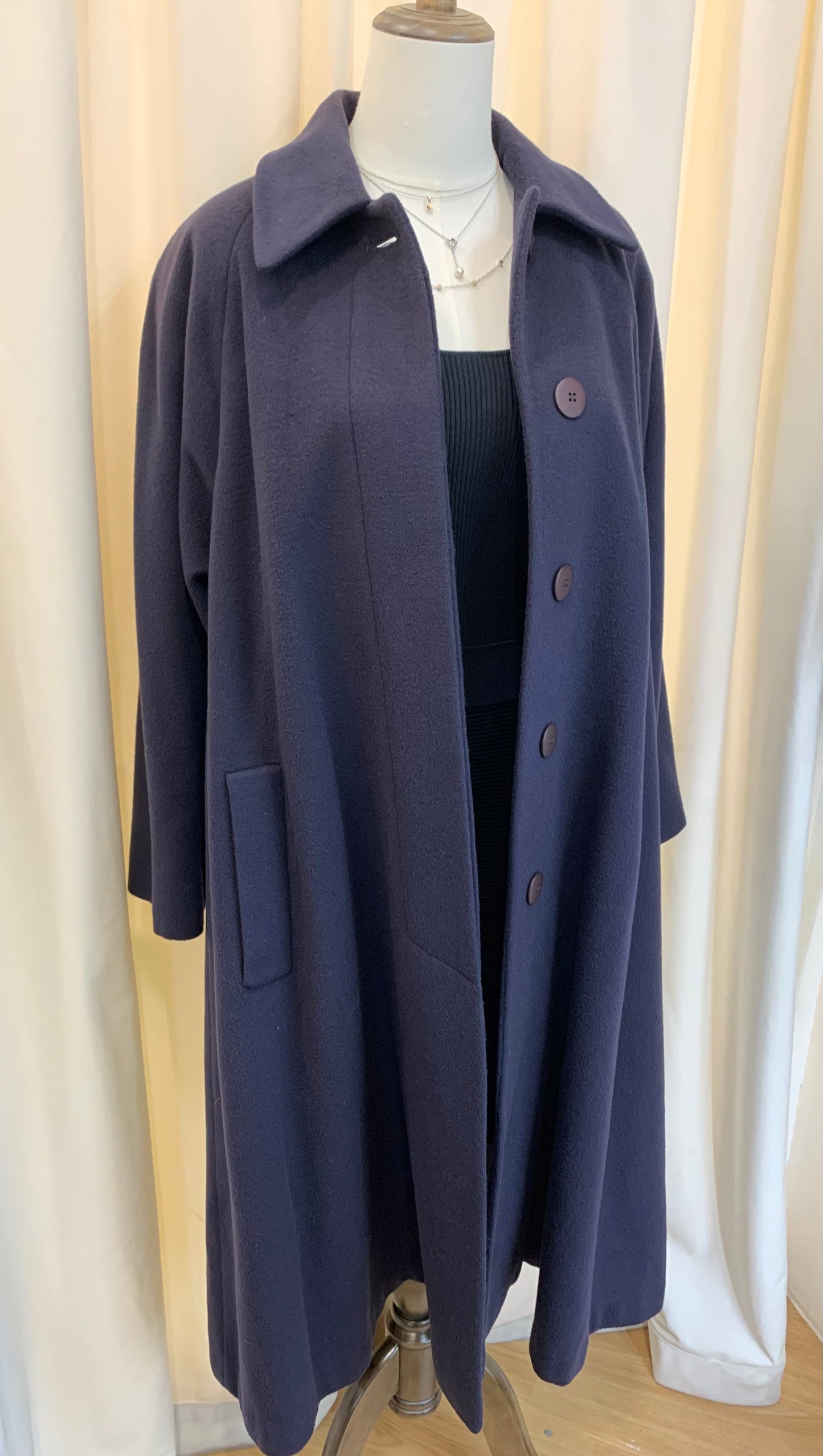Christian Dior Vintage Navy Wool A-Line Coat Size 4