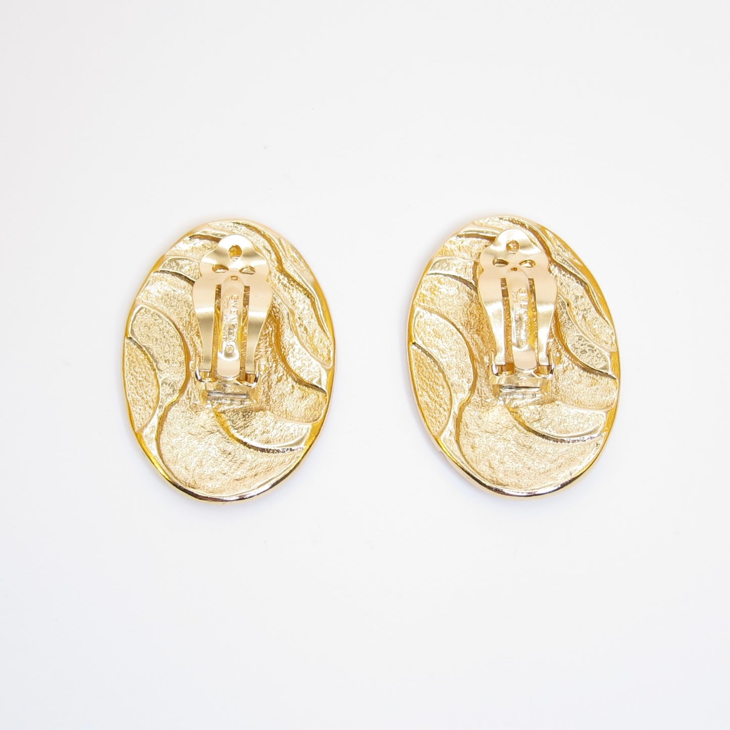 Givenchy Vintage Oval Shaped Ivory and Golden Clip-on Earrings